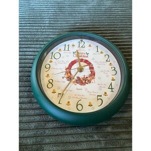 Vintage Merry Christmas‎ Quartz Wall Clock, Holiday Decor With Christmas Carols